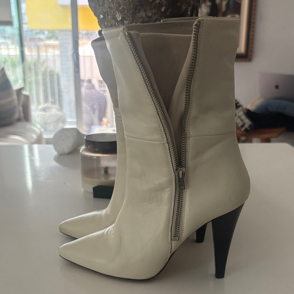 IRO Cream Heeled Boots with Zipper